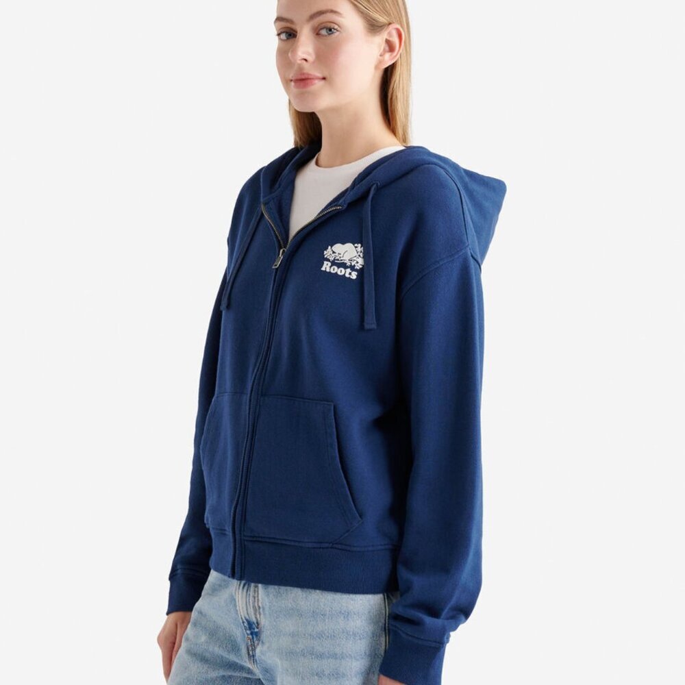 Roots Full Zip Hoodie Sweatshirt S/P Blue